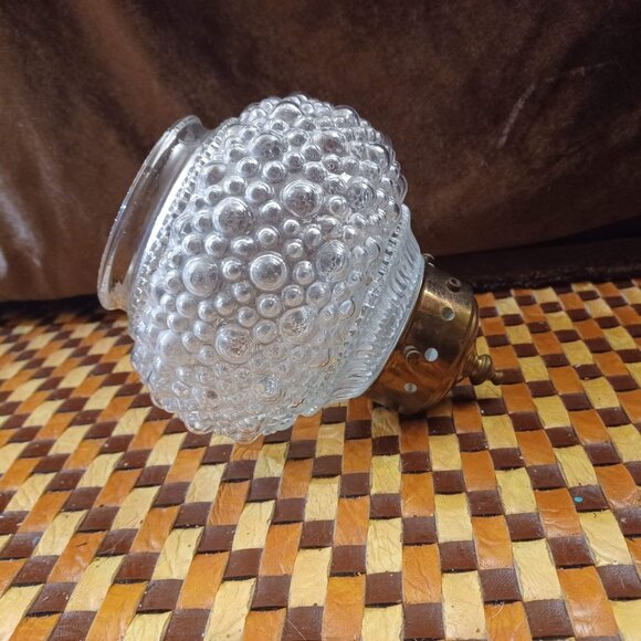 Antique Light Fixture Ceiling Thick Bubble Glass Globe - Picture 4 of 6
